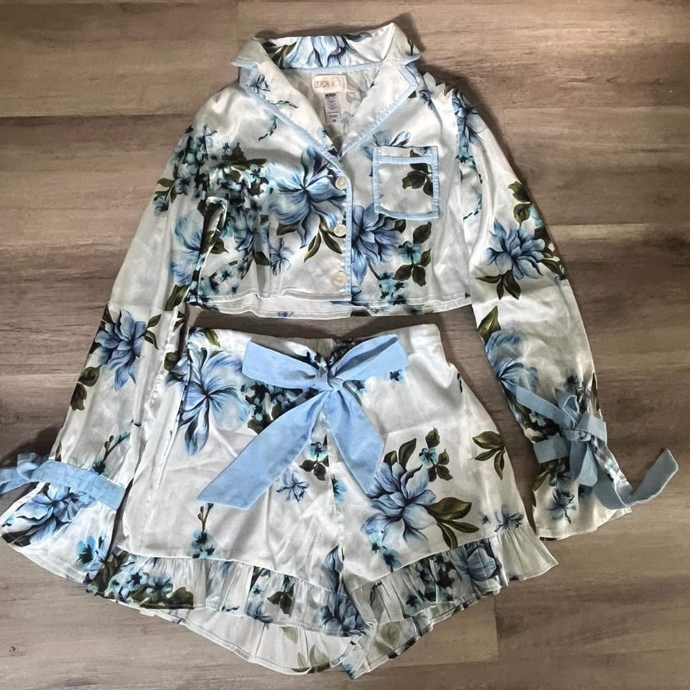 Beach Riot blue flowered pajama set - Sz XS